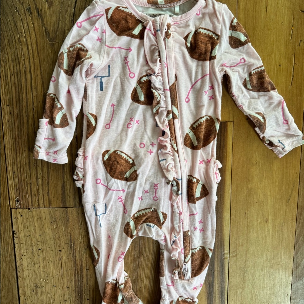 Pink Football Print Baby One Piece